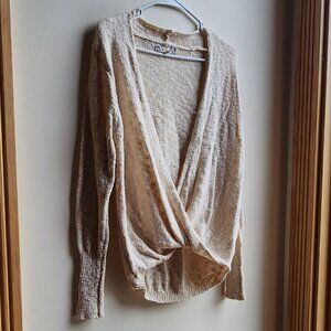 Pink Republic Cream Deep V-Neck Crossover Sweater Size Medium